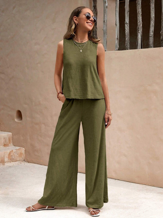 Damen Zweiteiliges Jersey-Set mit ärmellosem Top und weiter Palazzohose Shop Nory