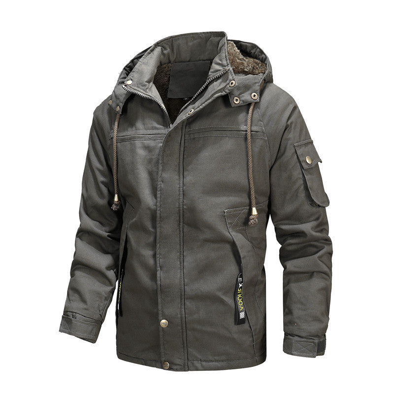 Herren Urbaner Thermo-Canvasparka mit Kapuze, Sherpa-Kragen und Multifunktions-Außentaschen Shop Nory