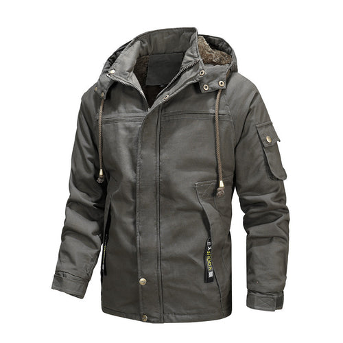 Herren Urbaner Thermo-Canvasparka mit Kapuze, Sherpa-Kragen und Multifunktions-Außentaschen Shop Nory