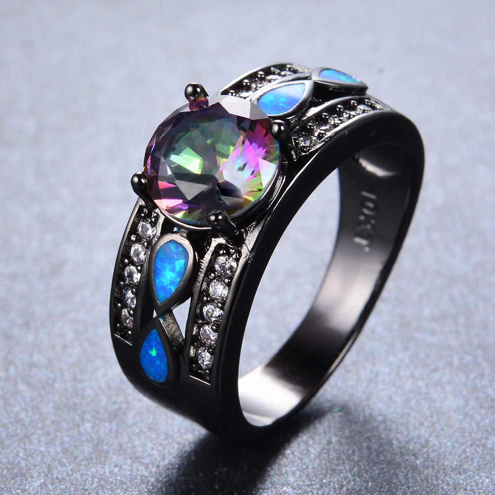 Damen Ring mit funkelndem Zirkonia und kunstvoller Opal-Füllung Shop Nory