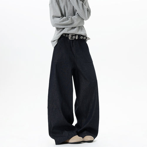Damen Weite High Waist Denimhose mit extra weitem Bein und aufgesetzten Vordertaschen Shop Nory