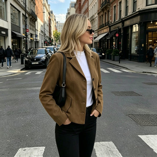 Damen Taillierter Kurzblazer mit figurnahen Teilungsnähten und Pattentaschen Shop Nory