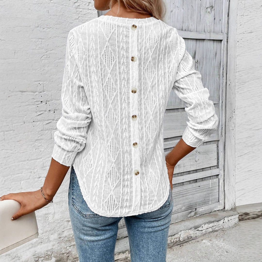 Damen Strukturierte Ajour‑Strickbluse mit Rundhals und legerer Silhouette Shop Nory