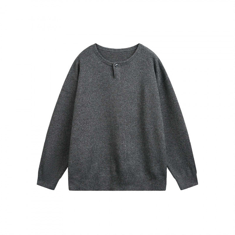 Unisex Oversize-Feinstrickpullover mit kurzem Henleyverschluss und strukturierter Mélange-Qualität Shop Nory