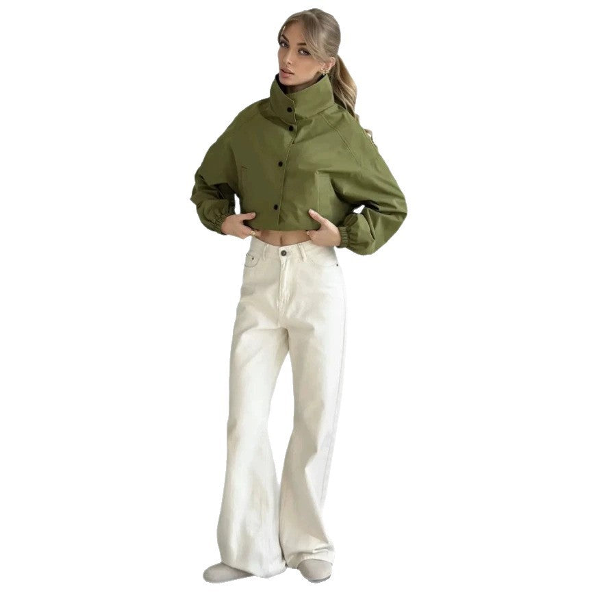 Damen Modische Kurzjacke mit hohem Kragen