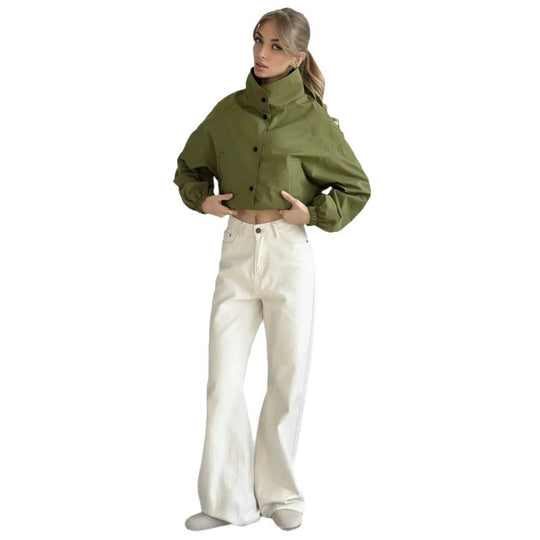 Damen Modische Kurzjacke mit hohem Kragen