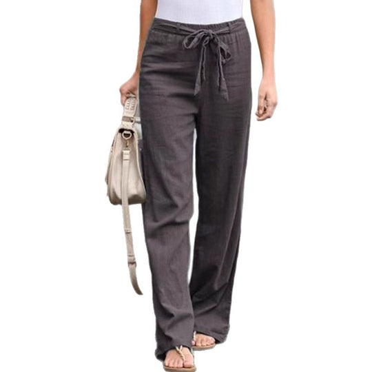 Damen Weite Lounge-Hose mit hohem Gummibund und dekorativem Bindeband Shop Nory