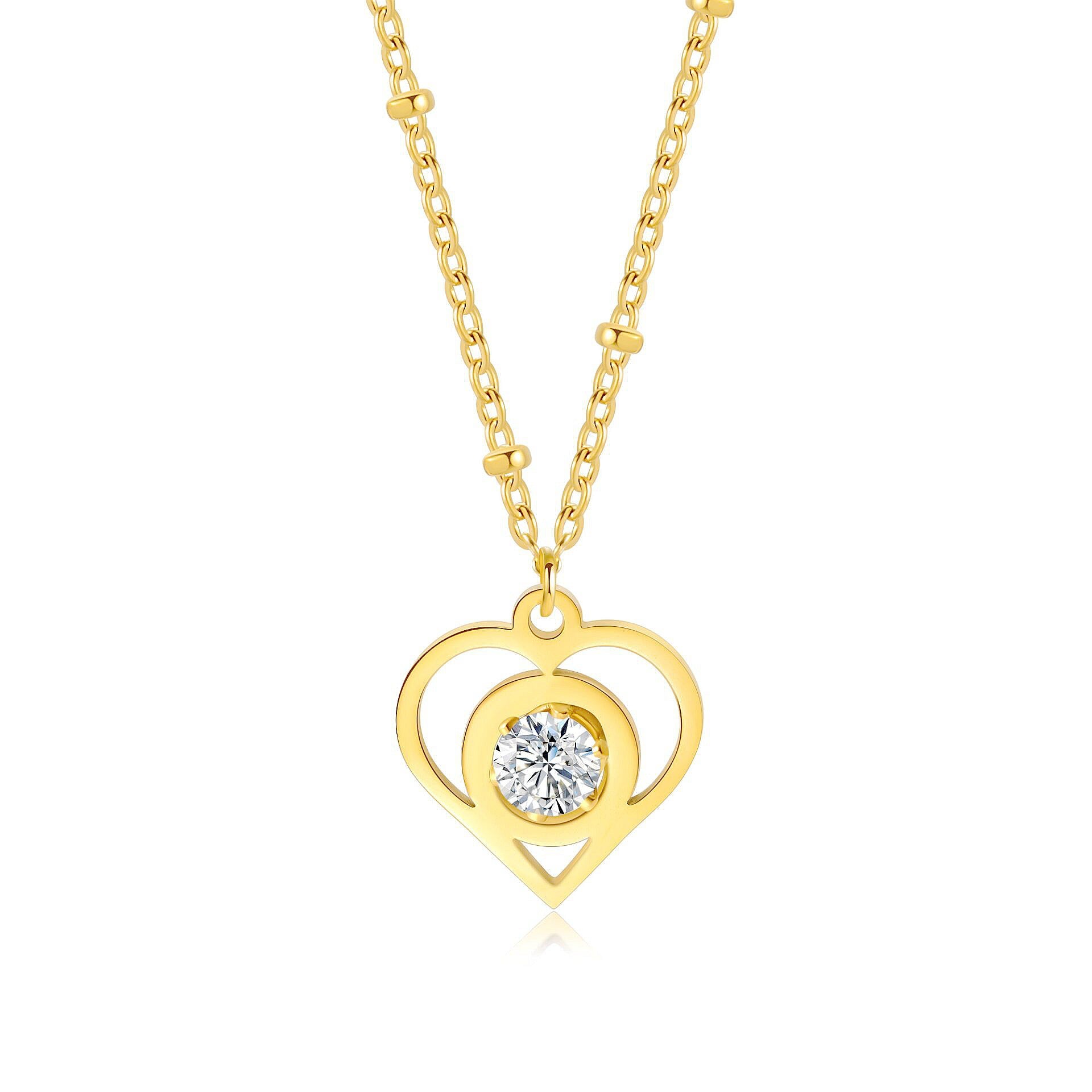 Damen elegante Herzanhänger mit Glitzerstein Shop Nory
