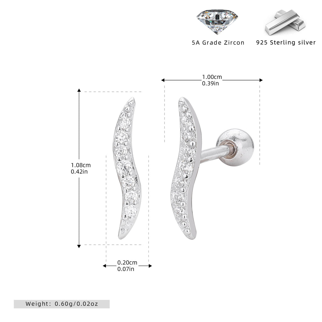 Damen Ohrstecker mit elegantem Wellenmotiv und funkelnden Zirkonia aus hochwertigem 925 Sterlingsilber Shop Nory