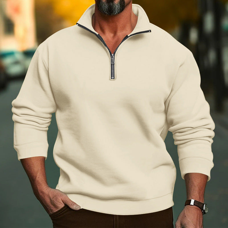 Herren Sweatshirt mit halblangem Reißverschluss und weichem Innenfutter