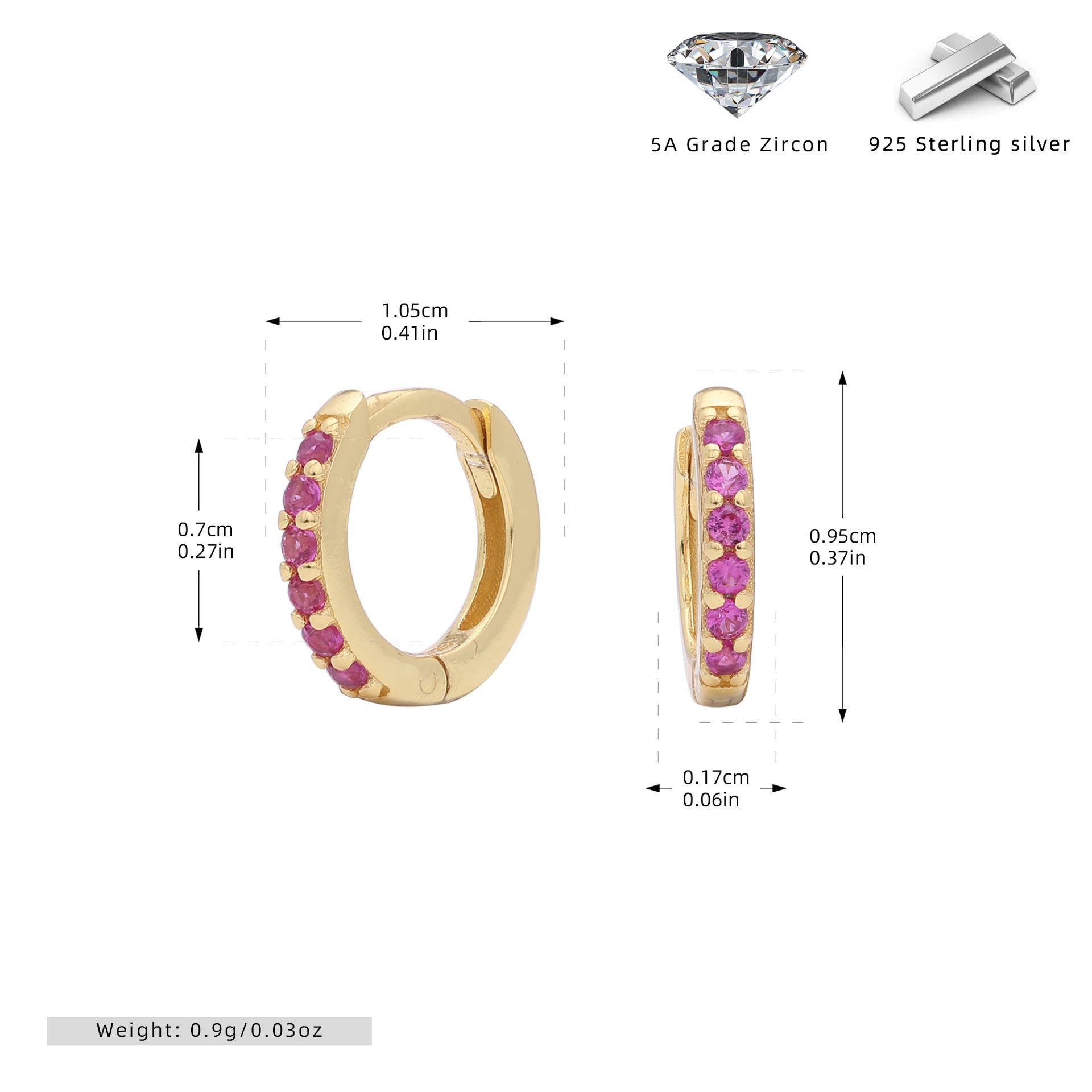 Damen Creolen mit funkelnden Zirkonsteinen und hochwertigem 925 Sterling Silber Shop Nory
