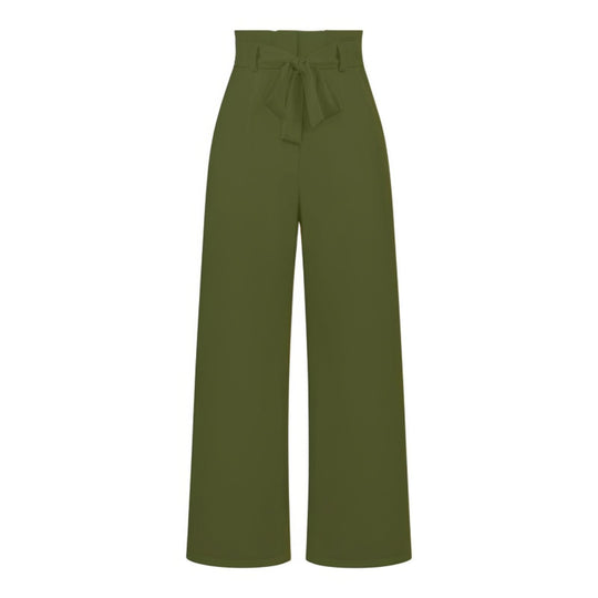 Damen hochtaillierte Paperbag-Hose mit weitem Bein und Taillengürtel Shop Nory