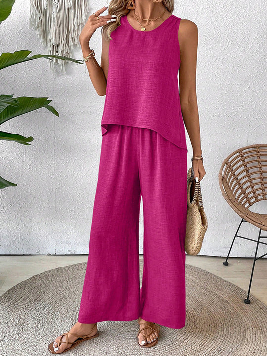 Damen luftiges Sommer-Set mit gehäkeltem Rückenteil und weitem Schnitt