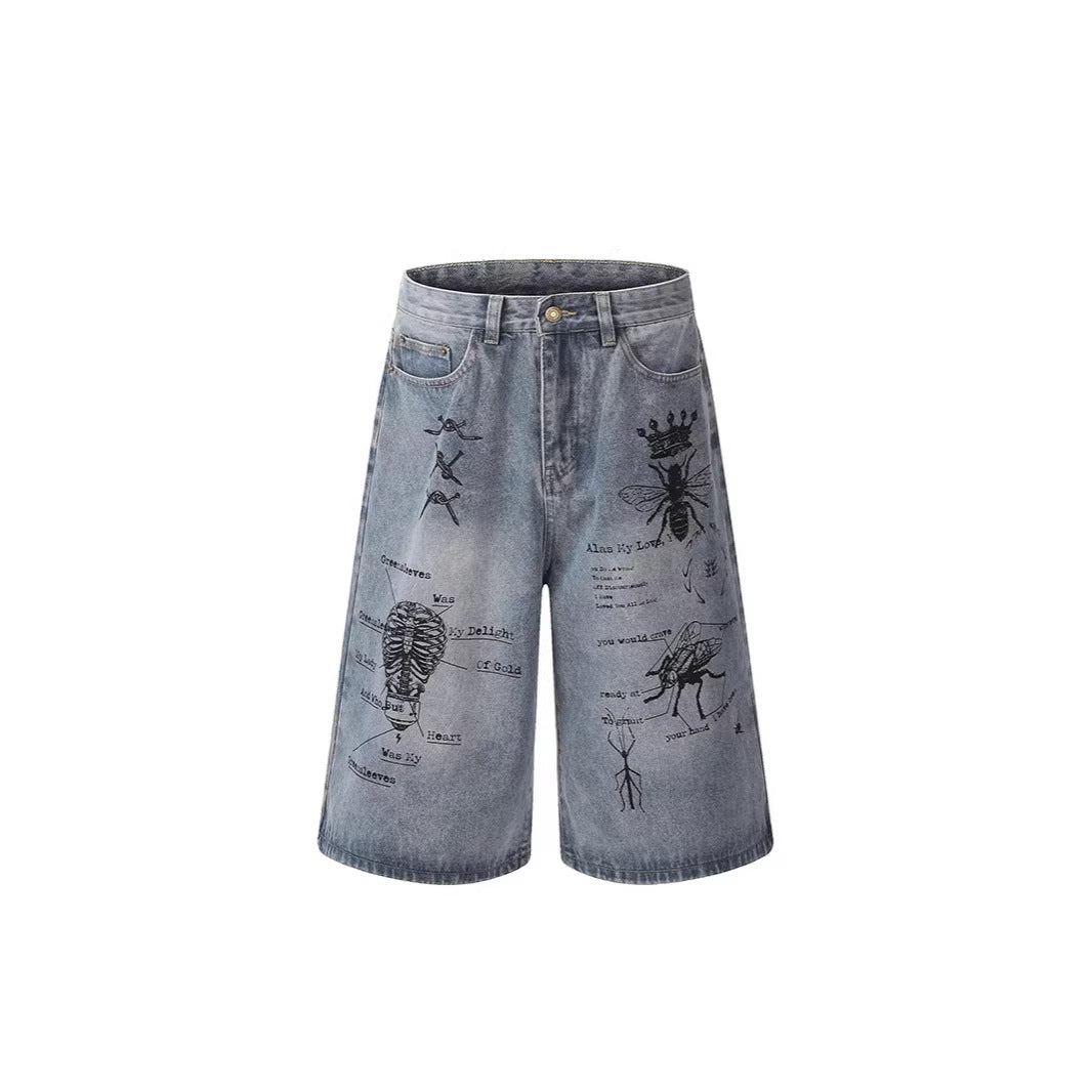 Damen Modische Weitbein-Jeans mit einzigartigem Grafikdesign Shop Nory
