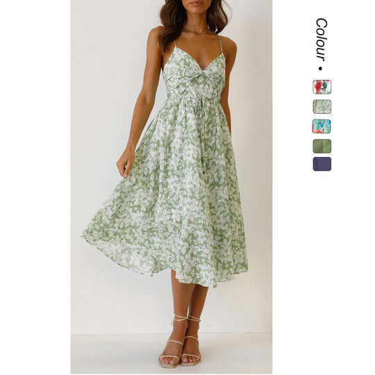 Damen Midikleid mit elegantem Wickeldesign und floralem Mustermix