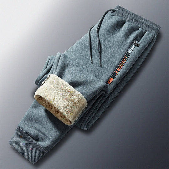 Herren Winterliche Fleece-Jogginghose mit Teddyfutter, elastischem Bund und Reißverschlusstaschen Shop Nory