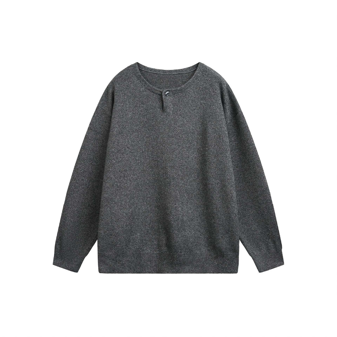 Damen Oversize-Strickpullover mit Knopfdetail am Rundhalsausschnitt Shop Nory
