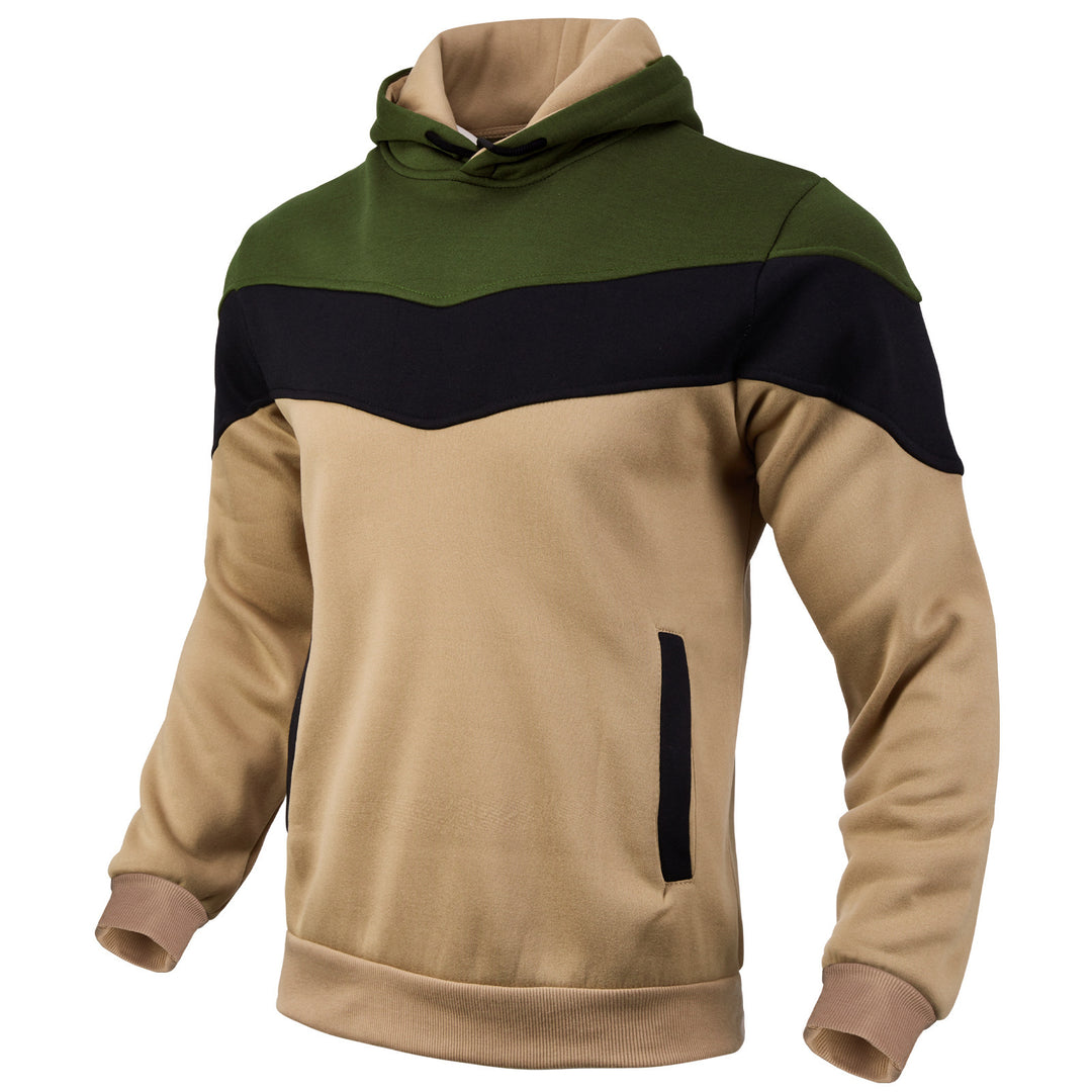 Herren Colorblock-Kapuzenpullover mit hohem Schalkragen, verdeckten Eingrifftaschen und gerippten Bündchen Shop Nory