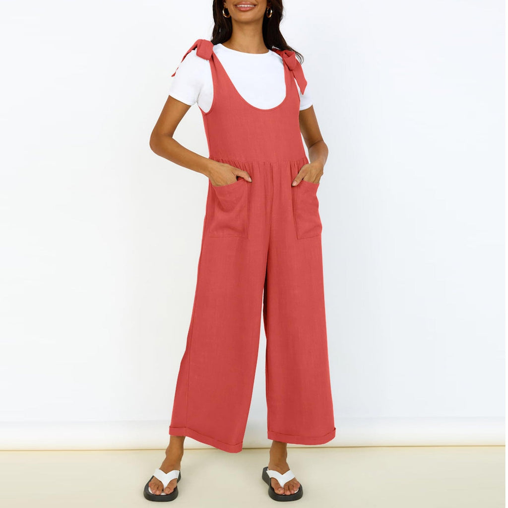 Damen Lässiger Jumpsuit mit verstellbaren Trägern und weitem Bein