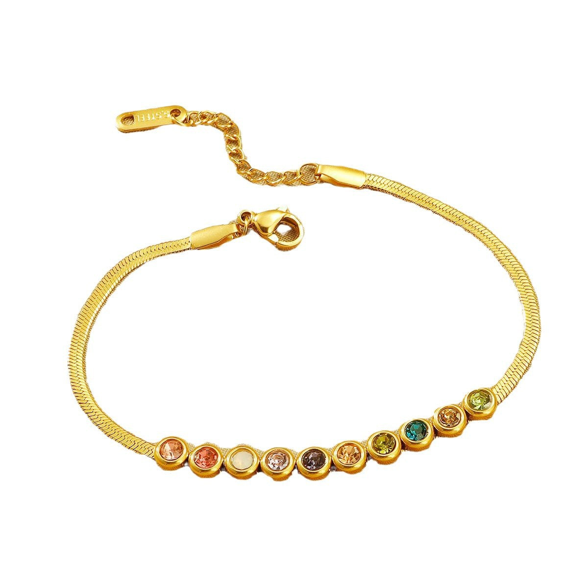 Damen Farbige Edelstein-betonte Armbanduhr Shop Nory