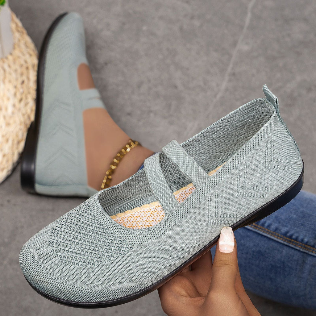 Damen bequeme Ballerinas mit elastischen Riemen und atmungsaktiver Mesh-Oberfläche