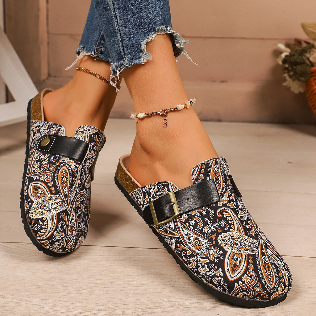 Damen Freizeit-Sandalen mit buntem geometrischen Design und verstellbarem Riemen Shopnory