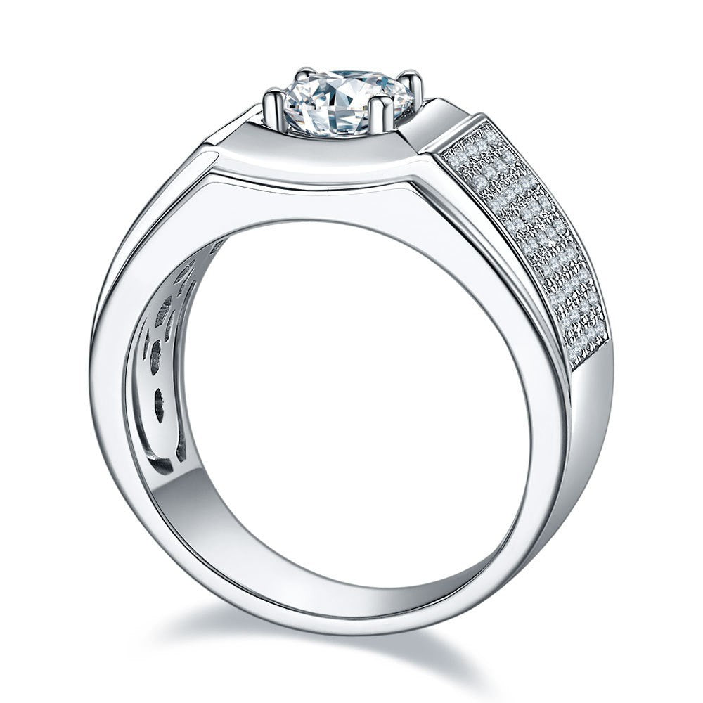 Damen Ring mit funkelndem Hauptstein und luxuriösem Zirkonia-Besatz Shop Nory