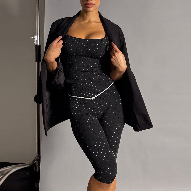 Damen Sportliches Oberteil und Leggings-Set Shopnory
