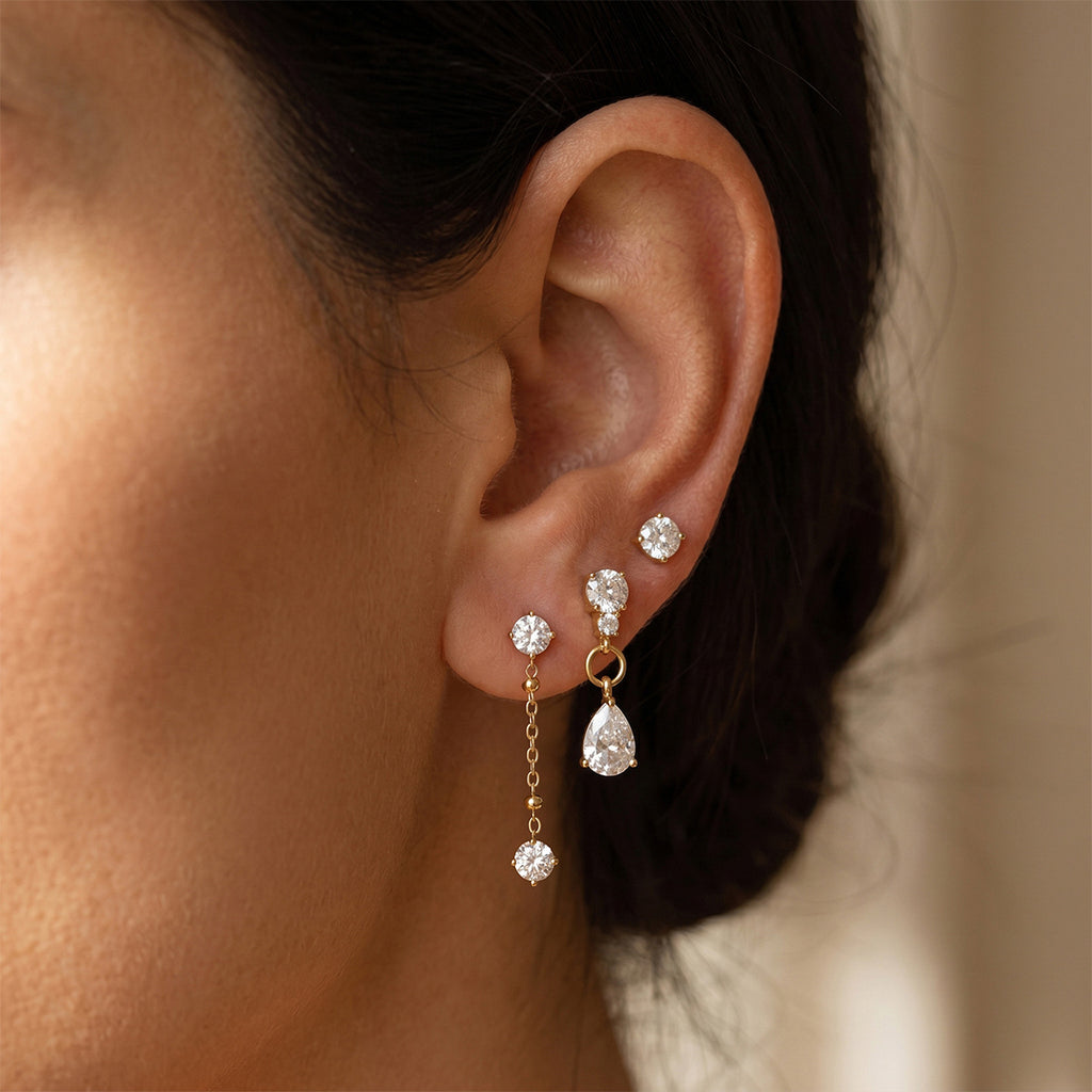 Damen Ohrhänger mit funkelnden Zirkonia-Anhängern aus hypoallergenem Edelstahl Shop Nory