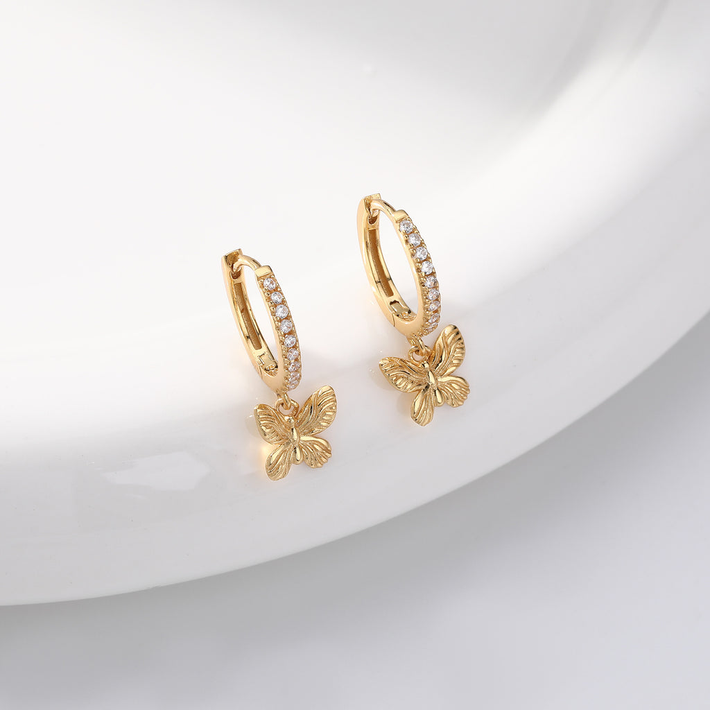 Damen Ohrhänger mit filigranem Schmetterlingsanhänger aus 925 Sterling Silber Shop Nory