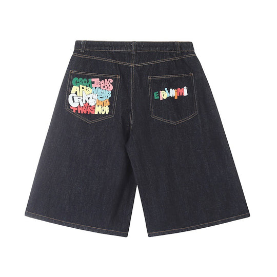 Damen Weite Jeans mit buntem Aufdruck Shop Nory