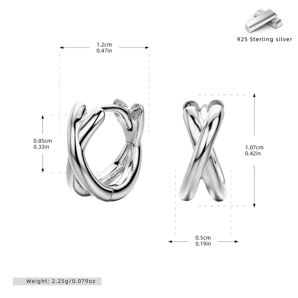 Damen Creolen Ohrhänger mit zeitgemäßem X-Design aus 925 Sterlingsilber Shop Nory