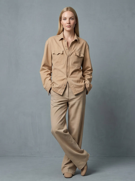 Damen Utility-Hemdjacke mit aufgesetzten Taschen und entspanntem Schnitt Shop Nory