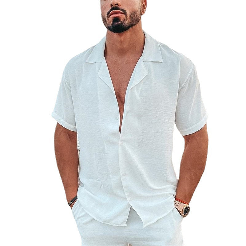 Herren Kurzarm Hemd mit leichtem GewShopnorye und klassischem Kragen