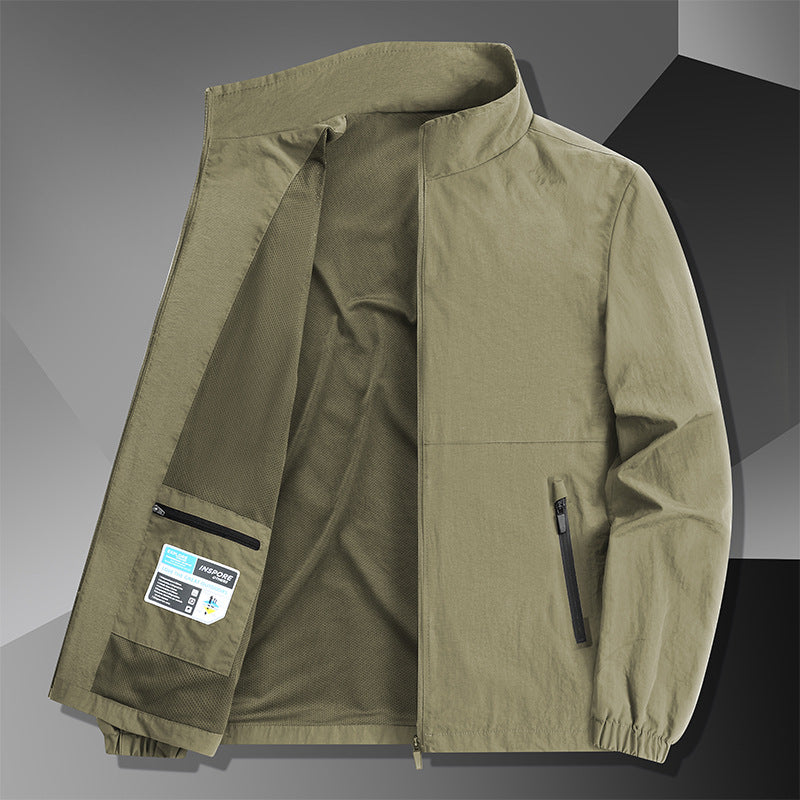 Herren Leichte Baumwoll-Mix-Übergangsjacke mit Stehkragen und verdecktem Reißverschluss Shop Nory