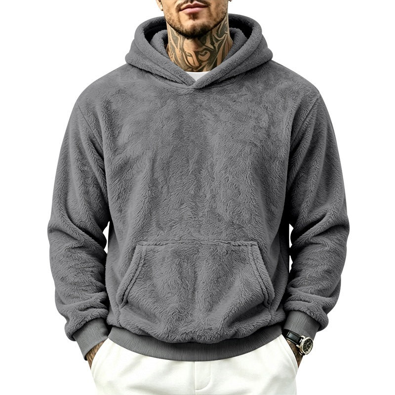 Herren Kuscheliger Fleece-Hoodie mit Kängurutasche und geripptem Saum Shop Nory