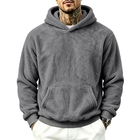 Herren Kuscheliger Fleece-Hoodie mit Kängurutasche und geripptem Saum Shop Nory