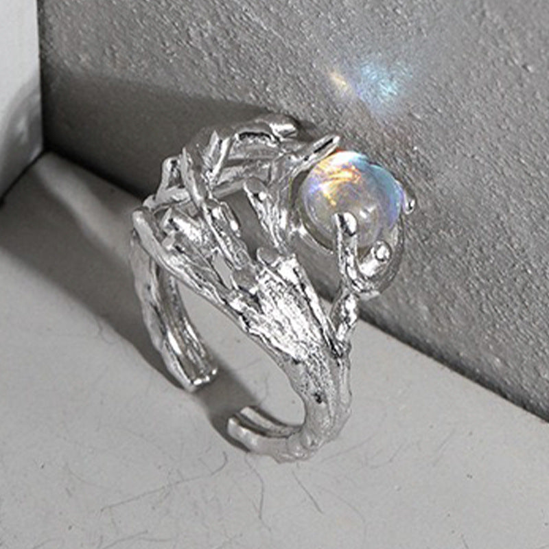 Damen Künstlerischer Ring mit Regenbogen-Opal Shop Nory