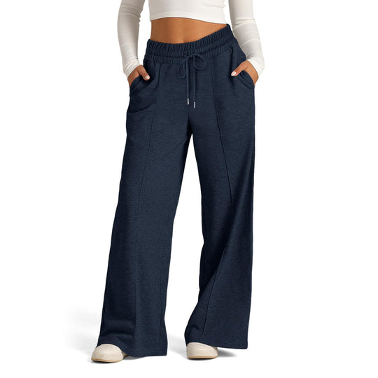 Damen nan weite High‑Waist Palazzo-Loungehose mit elastischem Komfortbund und Kordelzug Shop Nory