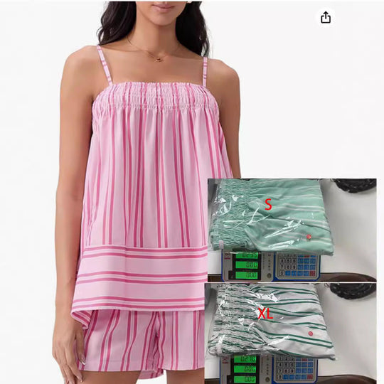 Damen Lässiges Schlafanzug-Set mit verstellbaren Trägern und asymmetrischem Saum