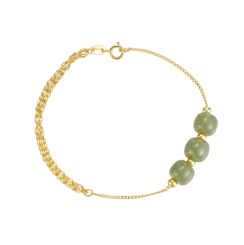 Damen elegantes Armband mit hochwertigen Jade-Perlen und Goldakzenten Shop Nory