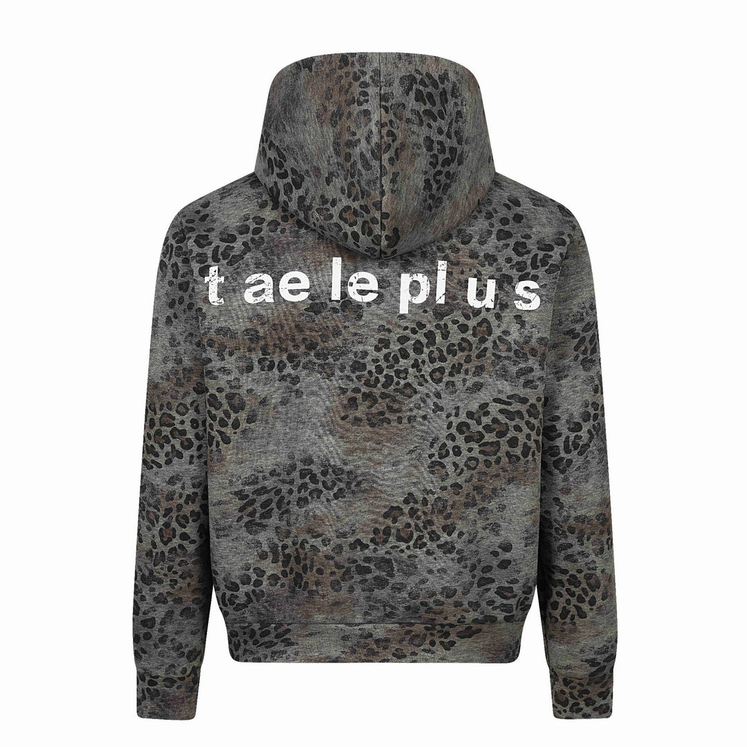 Damen Kapuzenjacke mit durchgehendem Reißverschluss, Leoparden-Print und großflächigen Grafik-Prints Shop Nory