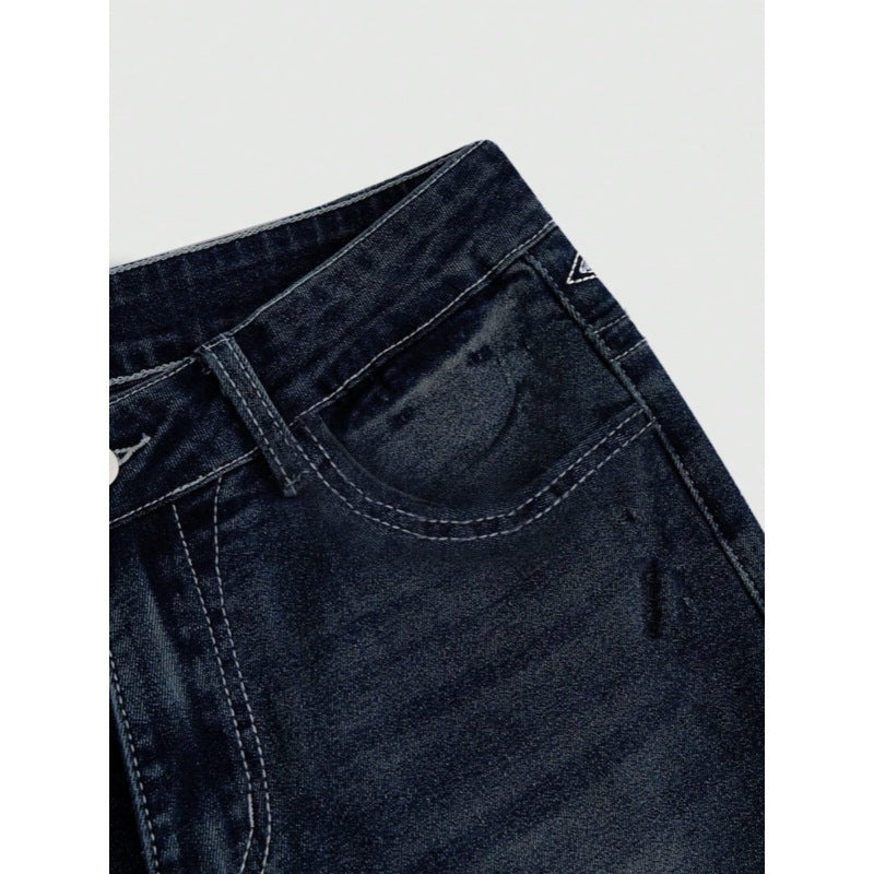 Damen Bootcut Jeans mit aufwendigen Stickereien und hohem Bund