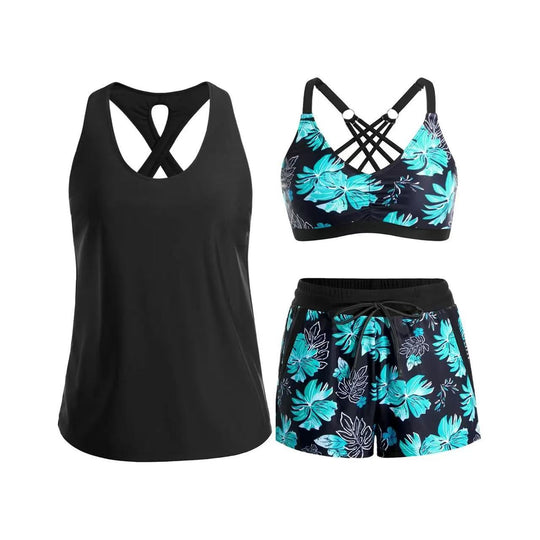 Damen Sport-Badeanzug-Set mit modischem Racerback und Shorts
