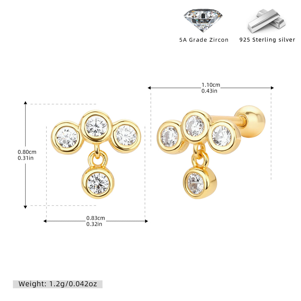 Damen Ohrstecker mit schwebendem Zircon-Dreifach-Design Shop Nory