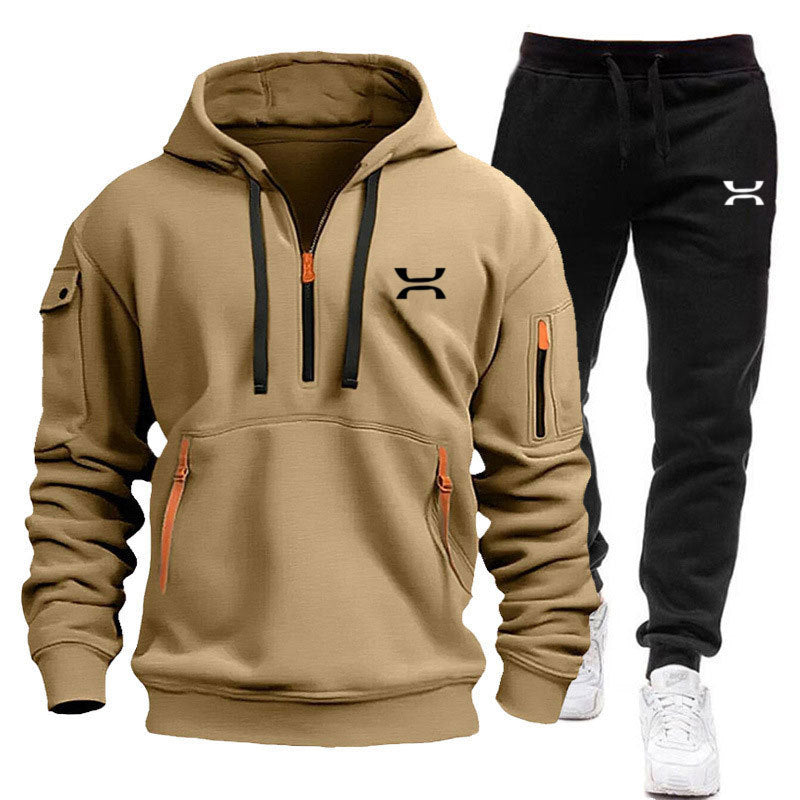 Herren Hoodie-Trainingsanzug mit Reißverschlusstaschen
