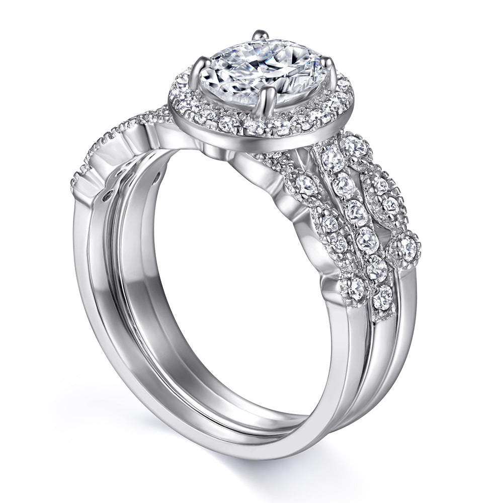 Damen luxuriöser Verlobungsring mit diamantbesetztem Rahmen Shop Nory
