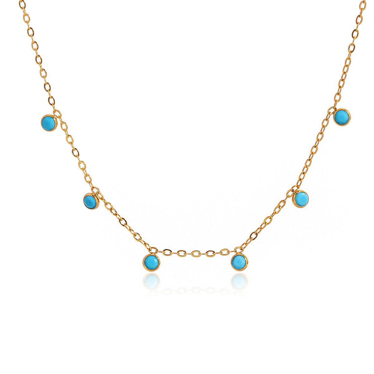 Damen Halskette mit funkelnden blauen Zirkonia aus hypoallergenem Edelstahl Shop Nory