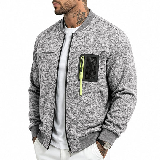Herren Strick-Bomberjacke mit funktionaler Brusttasche und Reißverschluss Shop Nory