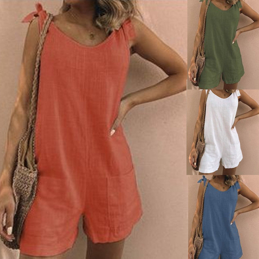 Damen Jumpsuit mit praktischen Taschen und verspielten Schulterbändern